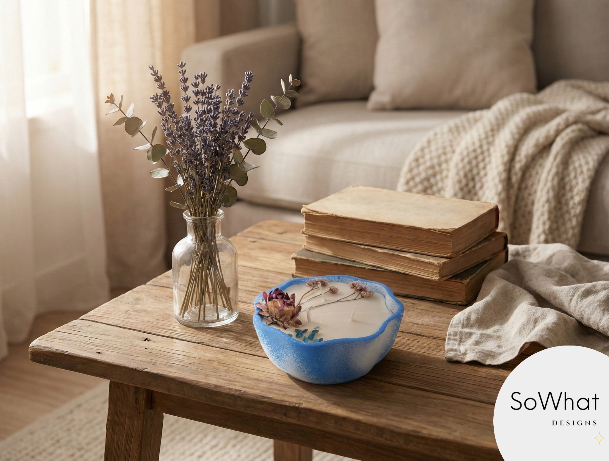 Ceramic Candle - Azure Bloom